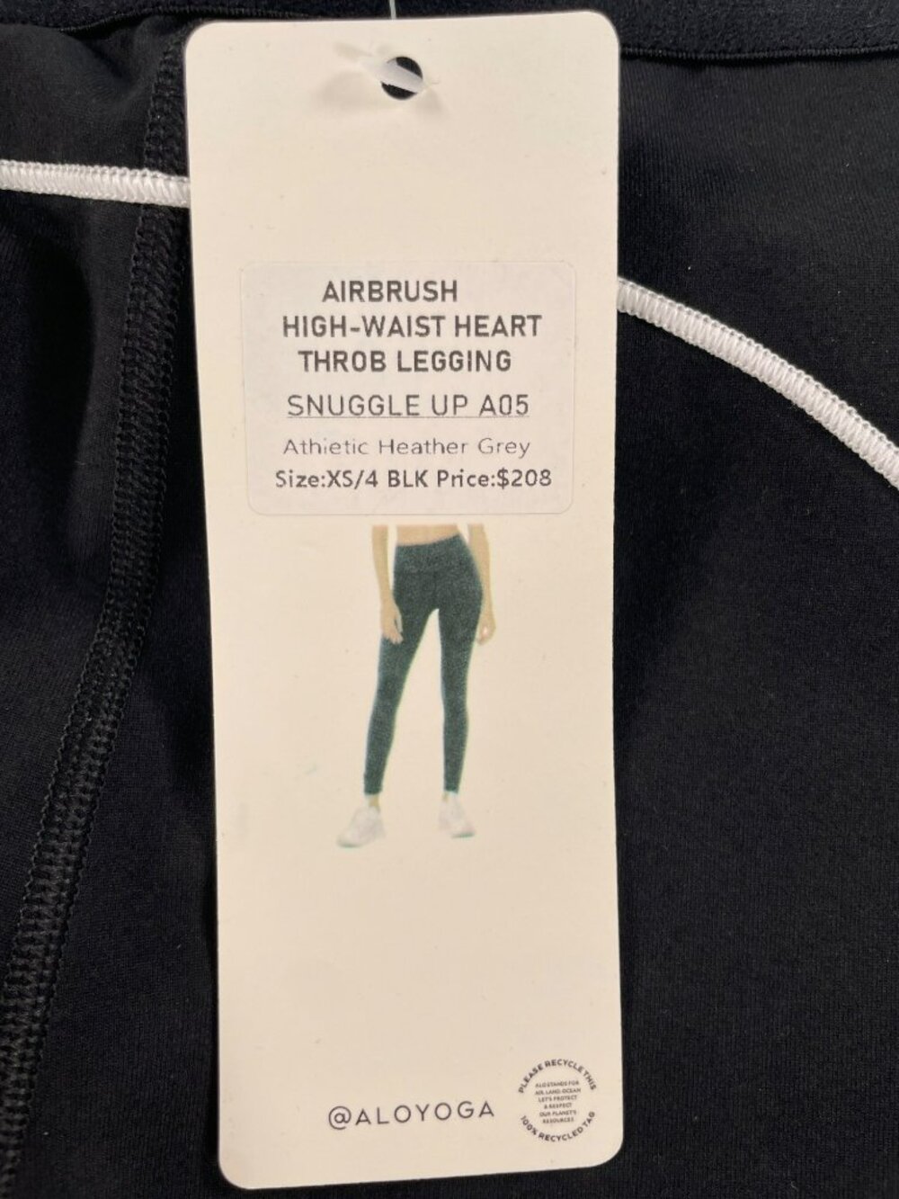 Alo Airbrush High-Waist Heart Throb Leggings Black Yoga Stretchy Wmn's Sz XS NEW - Picture 8 of 9